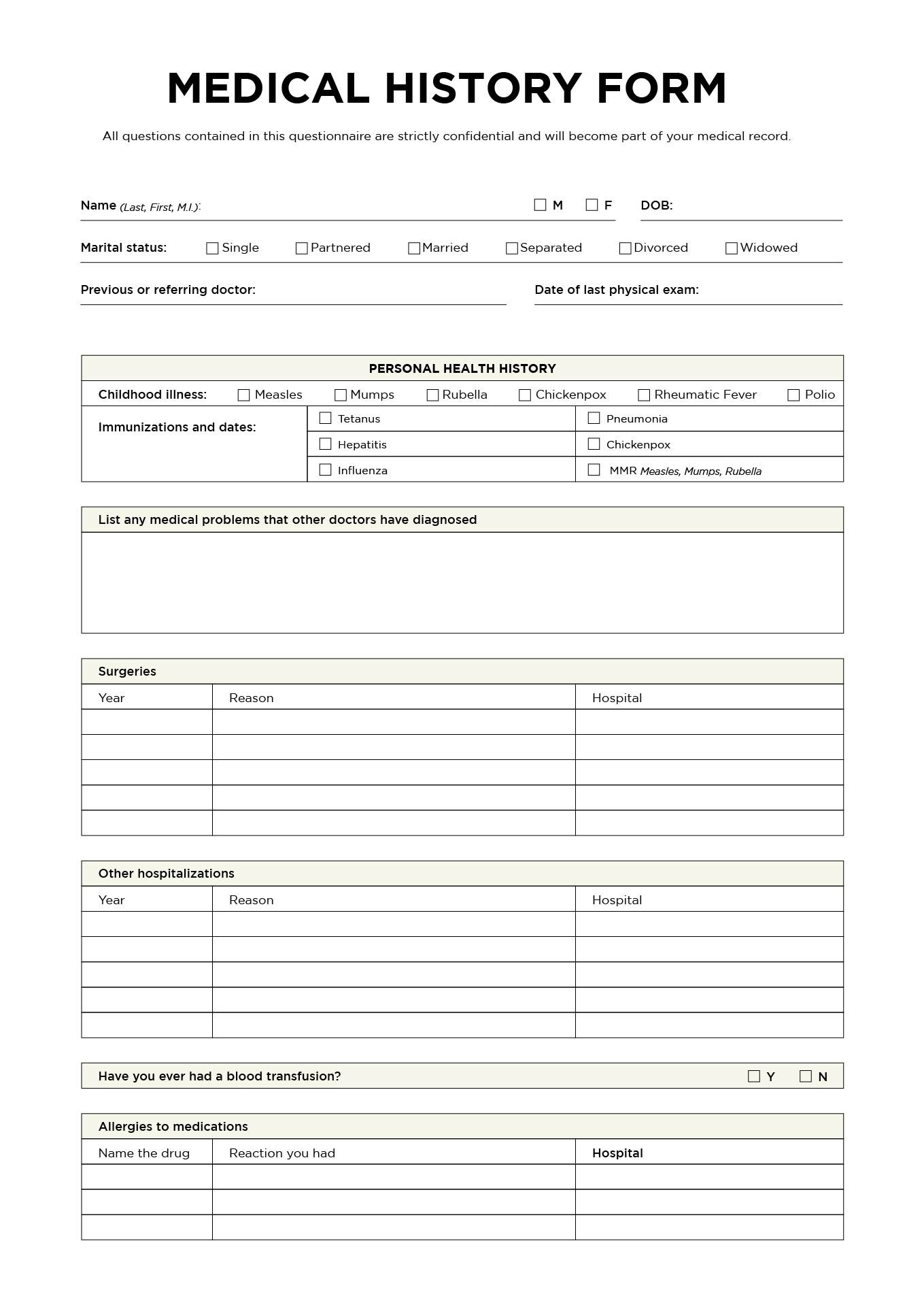 Medical Forms Charts 10 Free PDF Printables Printablee