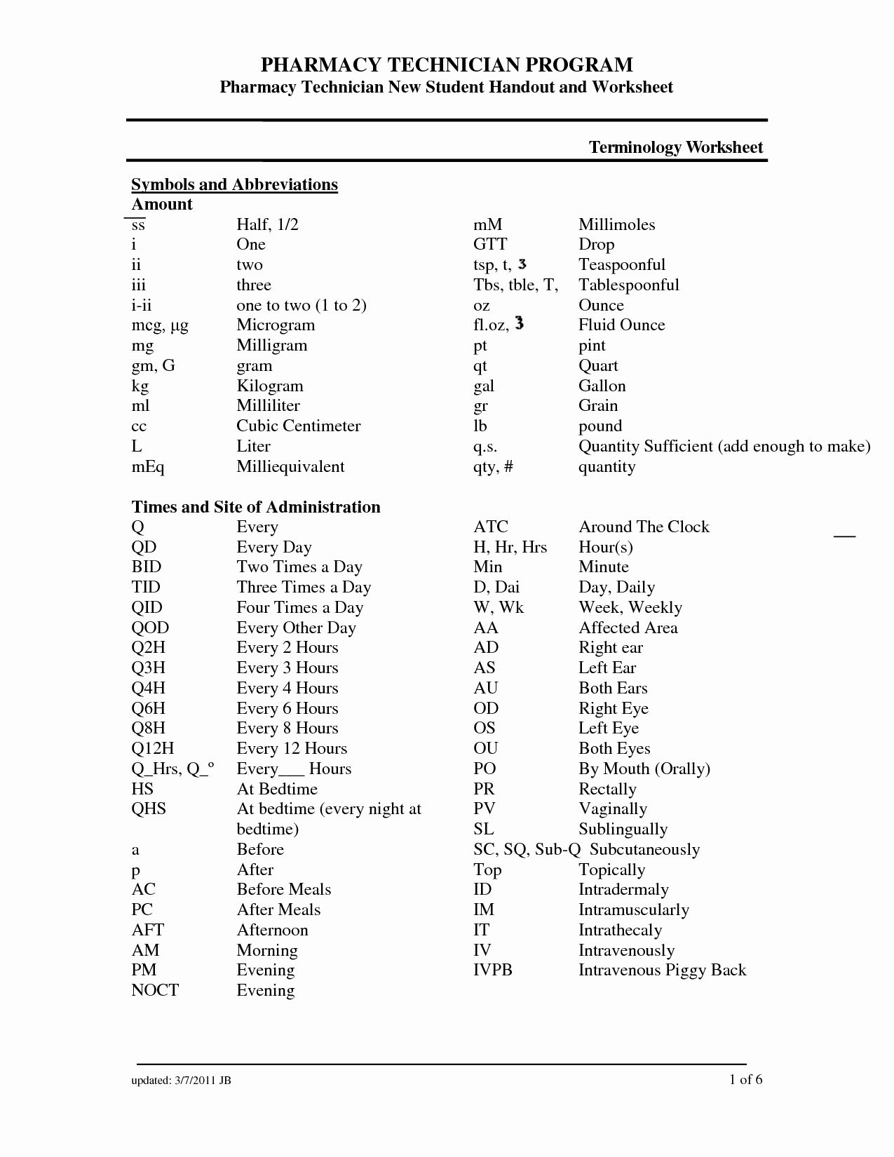 Medical Terminology Abbreviations Worksheet Elegant Medical Abbreviations And Symbols Chessmuseum Template Library