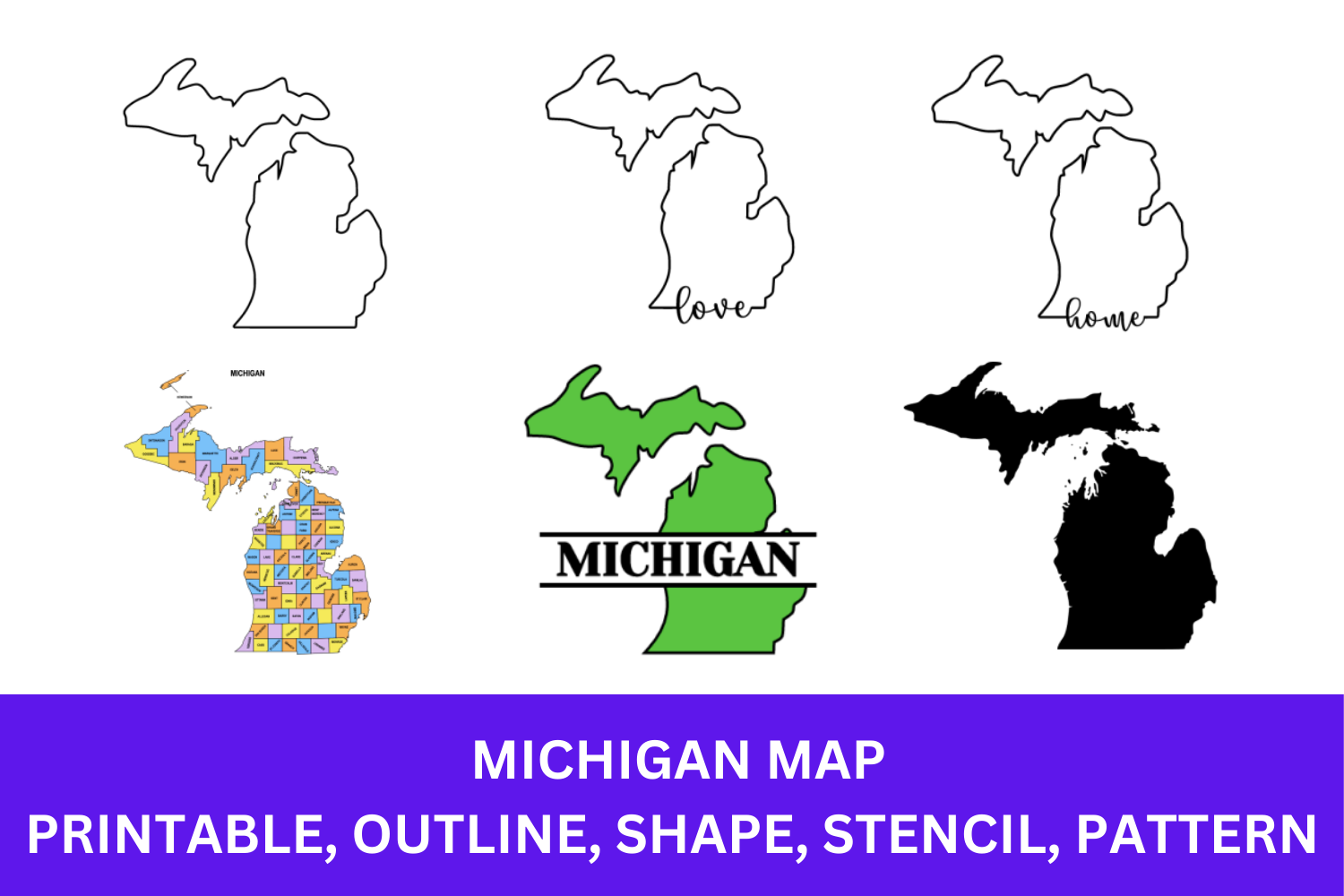 Michigan Map Outline Printable State Shape Stencil Pattern Outline Printable State Shape Stencil Pattern