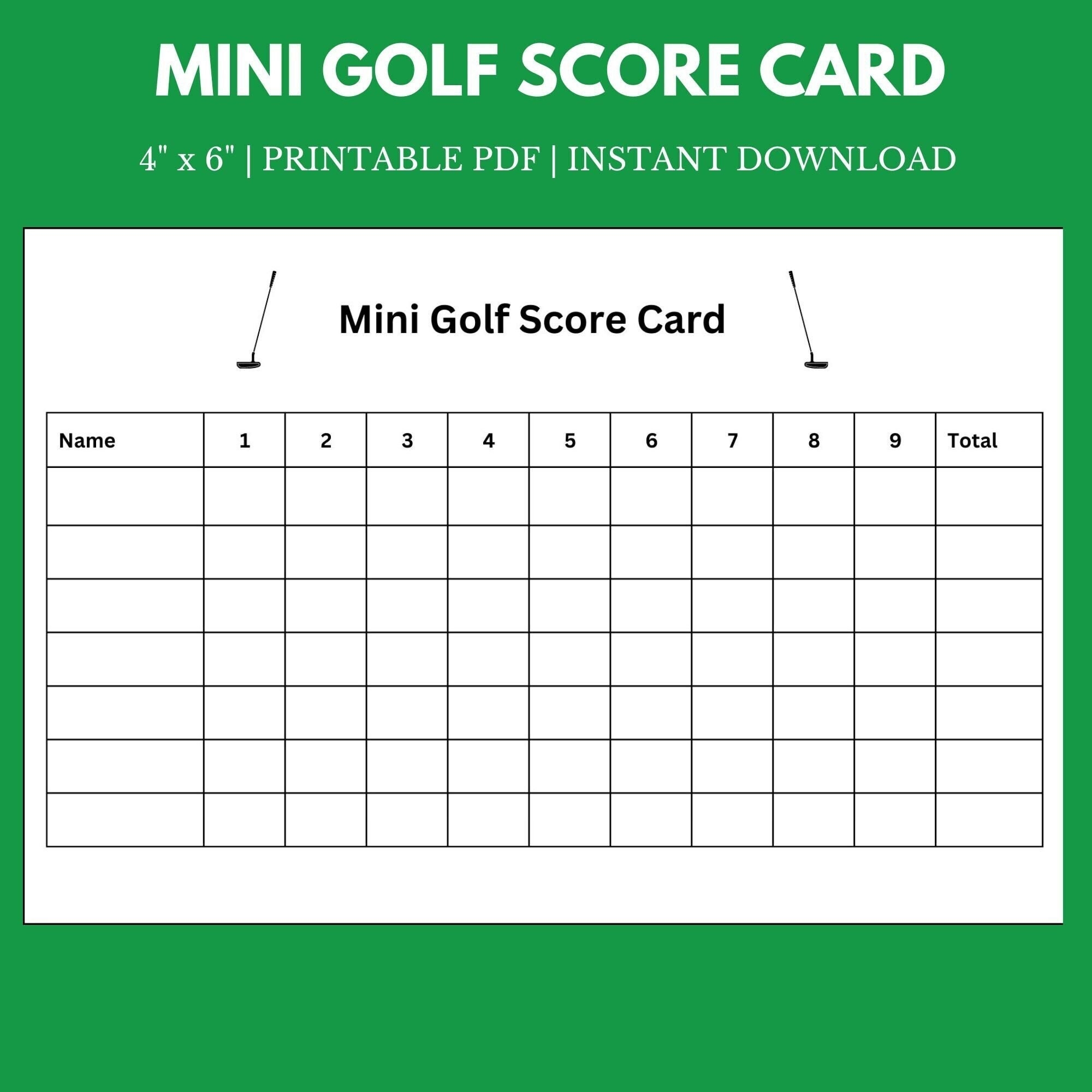 Mini Golf Score Card 8 5 X 11 Instant Download Printable Etsy
