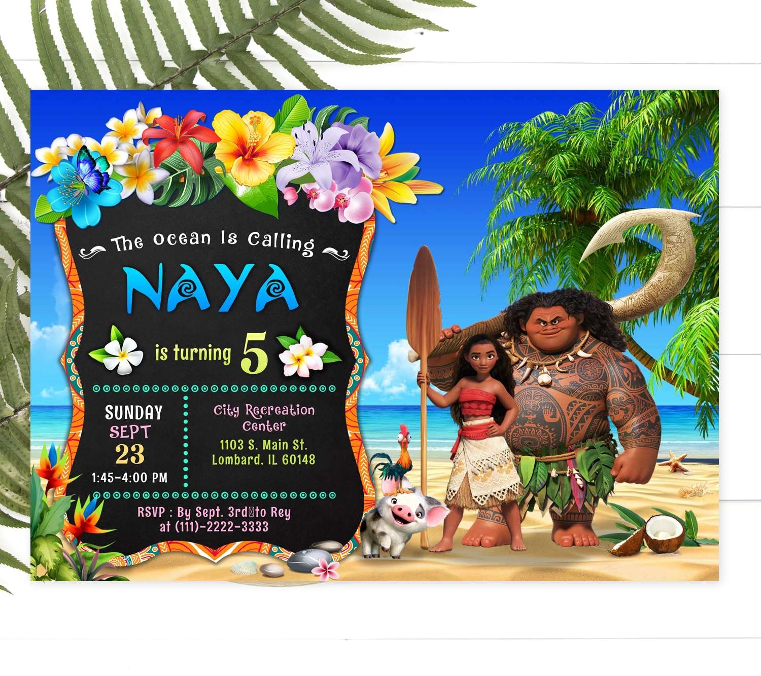 Moana Birthday Invitation Template Edit Online Now