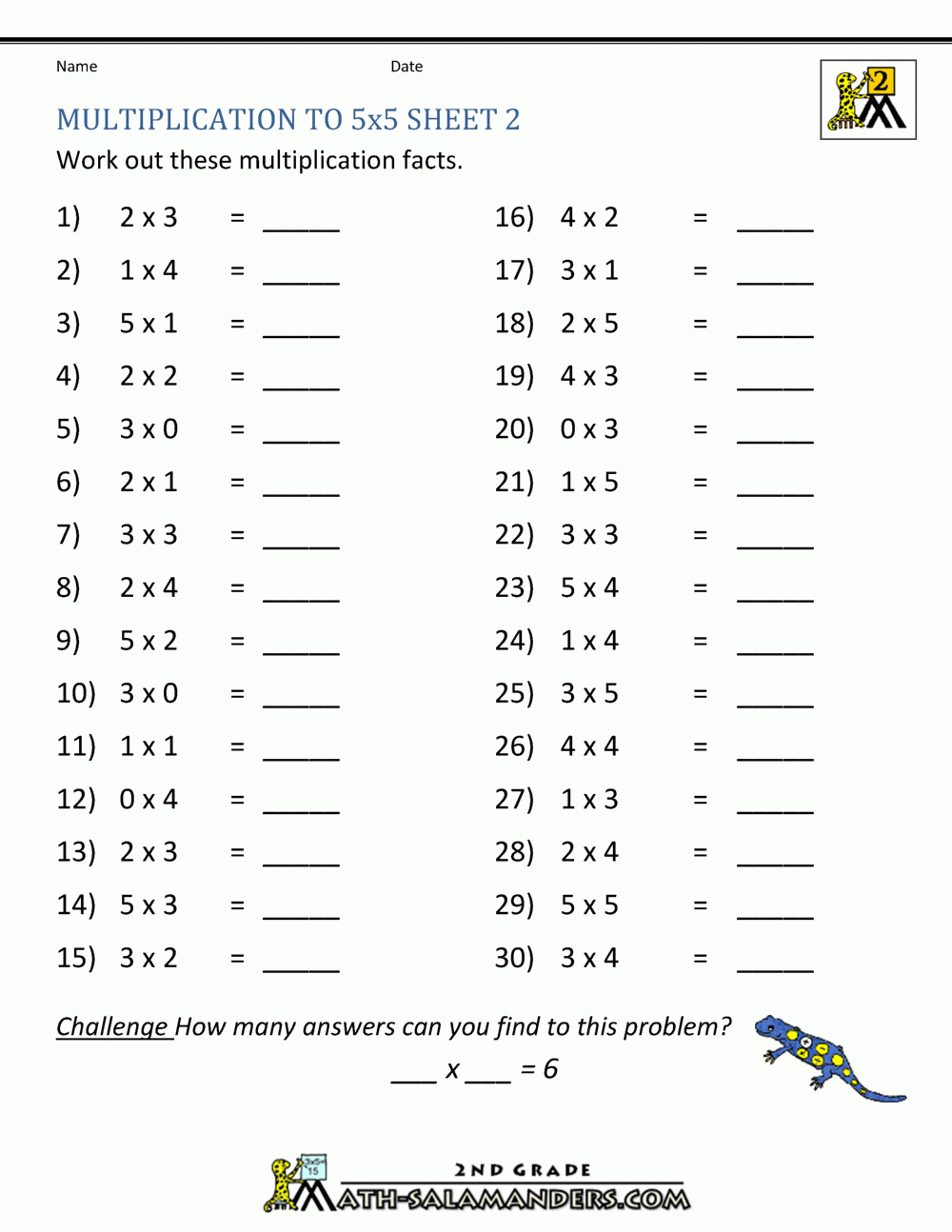 Multiplication Drills Free Printable
