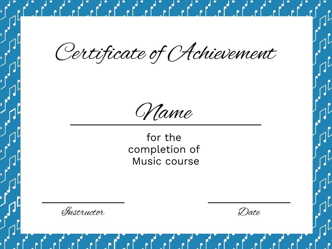 Certificates For Music Free Printable
