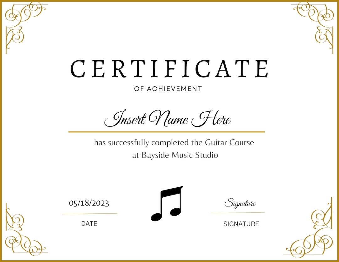 Music Recital Certificate Music Award Printable Child Certificate Music Template Certificates Recital Invitation Music Certificate Etsy