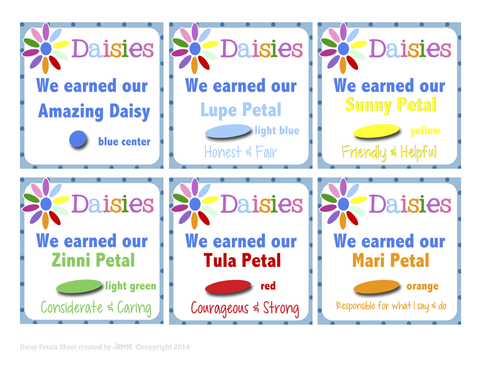 My Fashionable Designs Girl Scouts Daisy Petal Cards FREE Printable