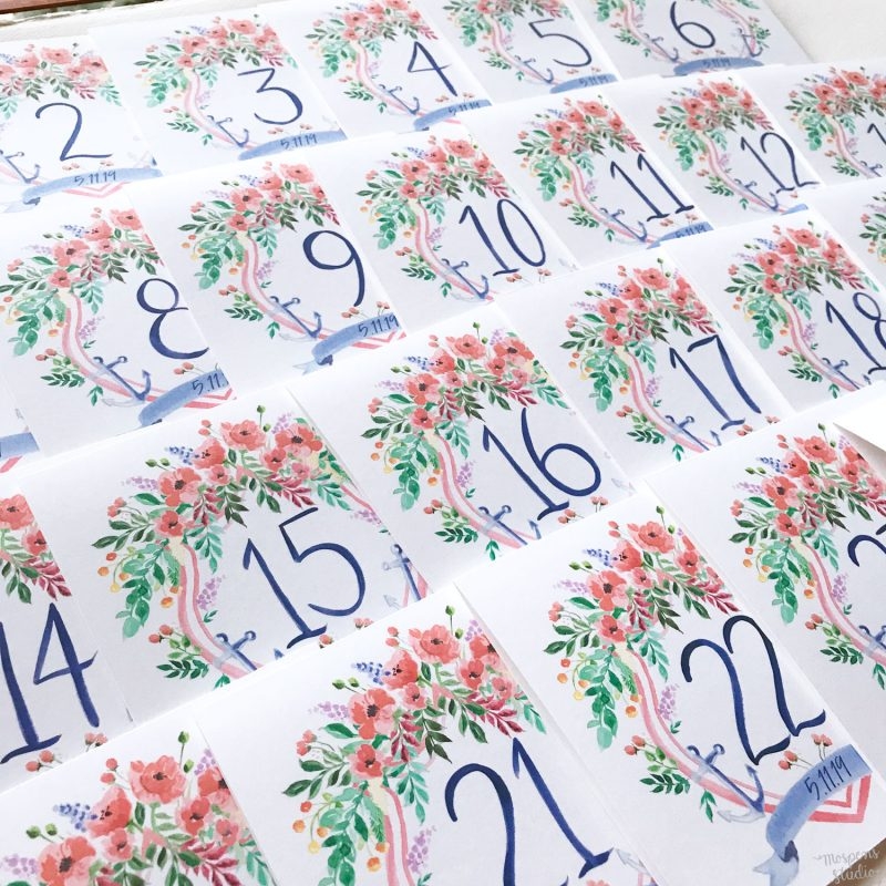 Nautical Crest Table Number Cards