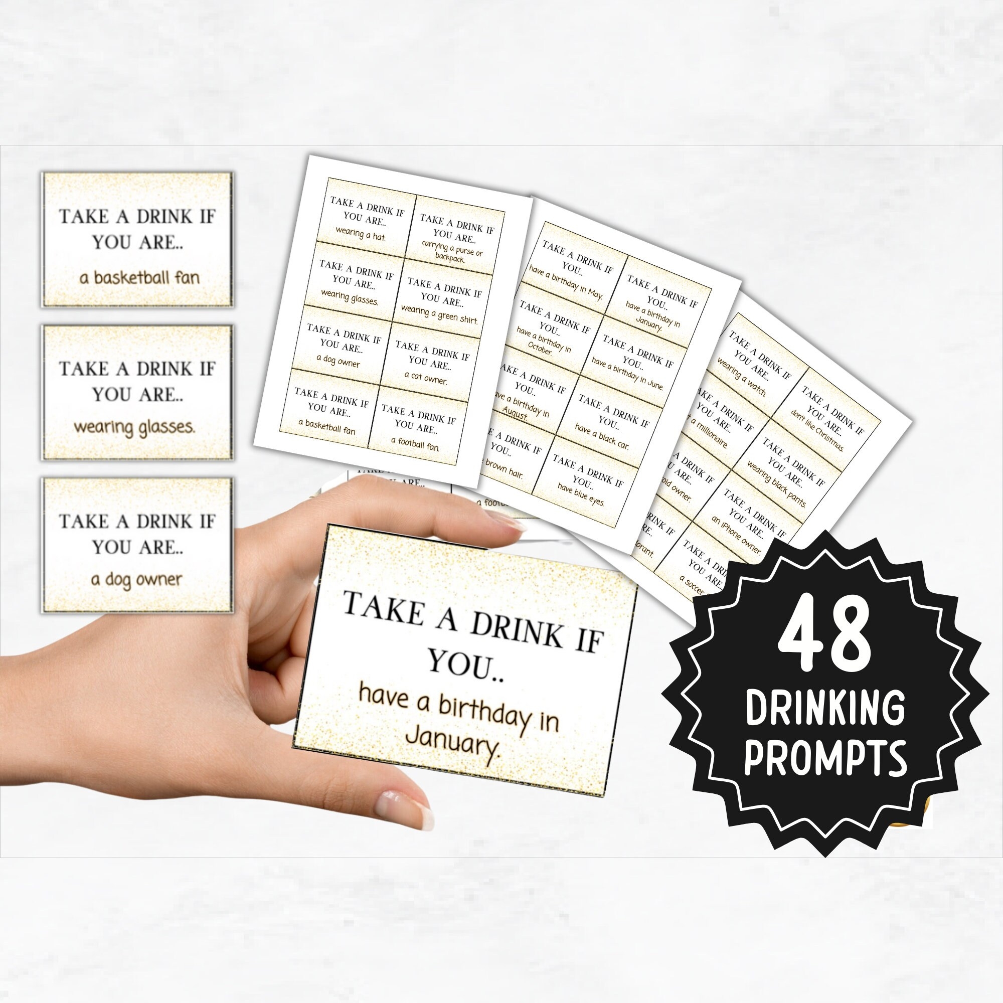 New Years Eve Game Printable Take A Drink If Game Drinking Shots Activity New Years Party Game Etsy