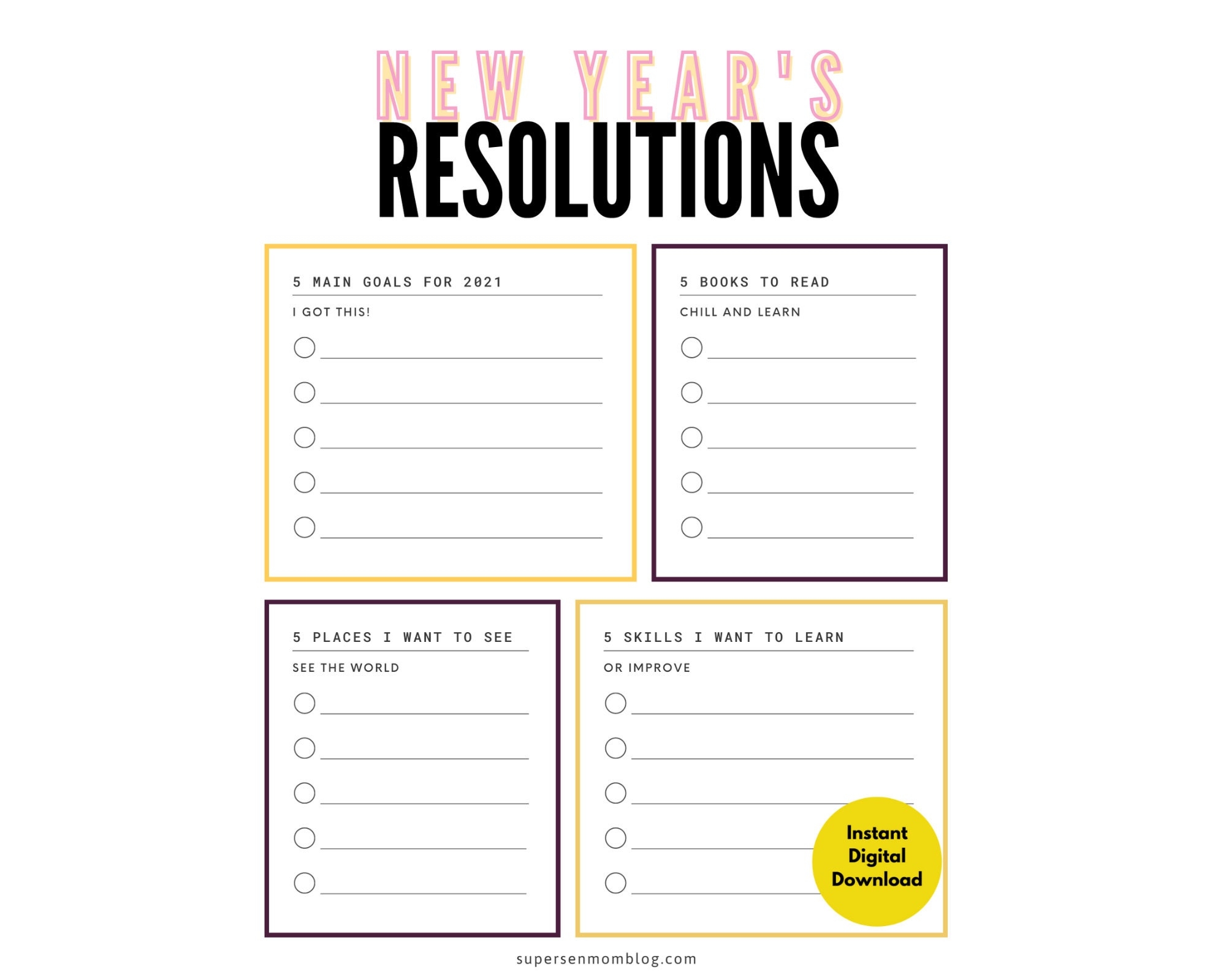 Free New Year S Resolution Printables