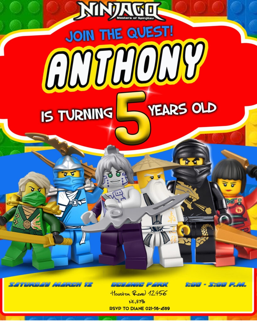 Ninjago Lego Birthday Invitation Oscarsitosroom
