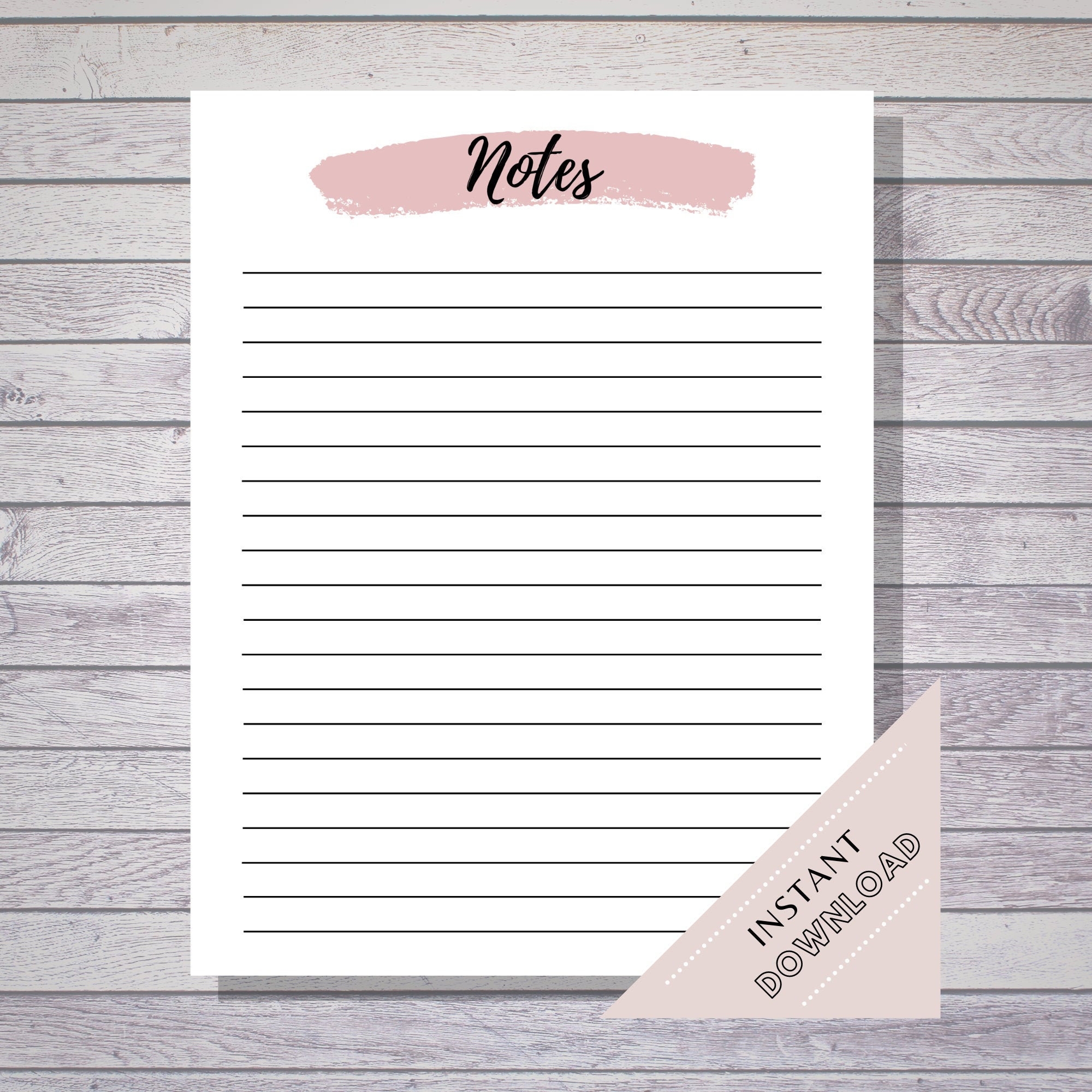 Notes Page Printable Lined Note Paper Notes Page Planner Printable Notes Notes Planner Insert Lined Notepad Paper Notes Page Printable Etsy