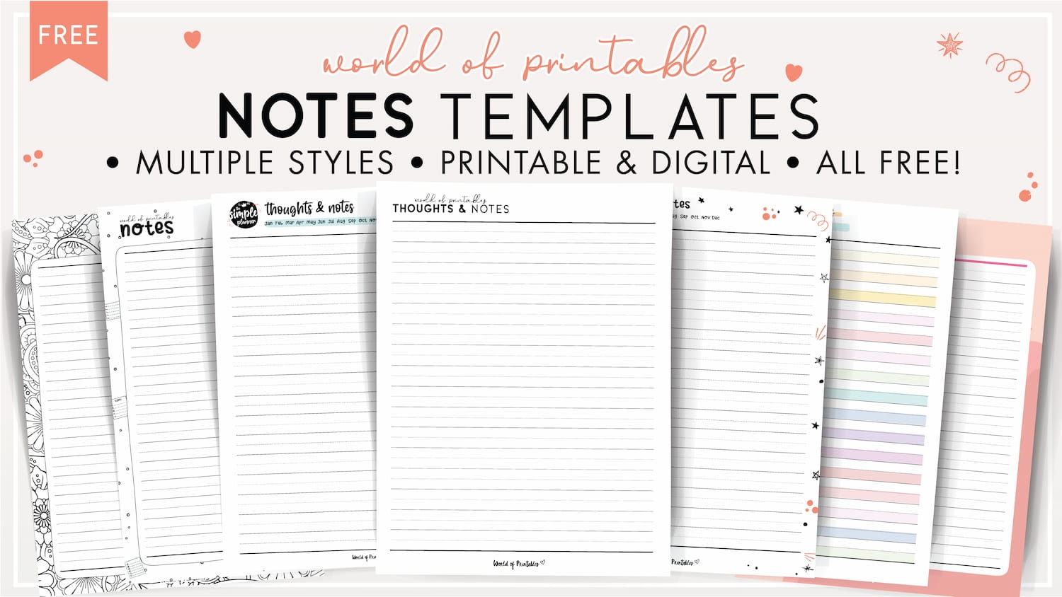 Notes Templates World Of Printables