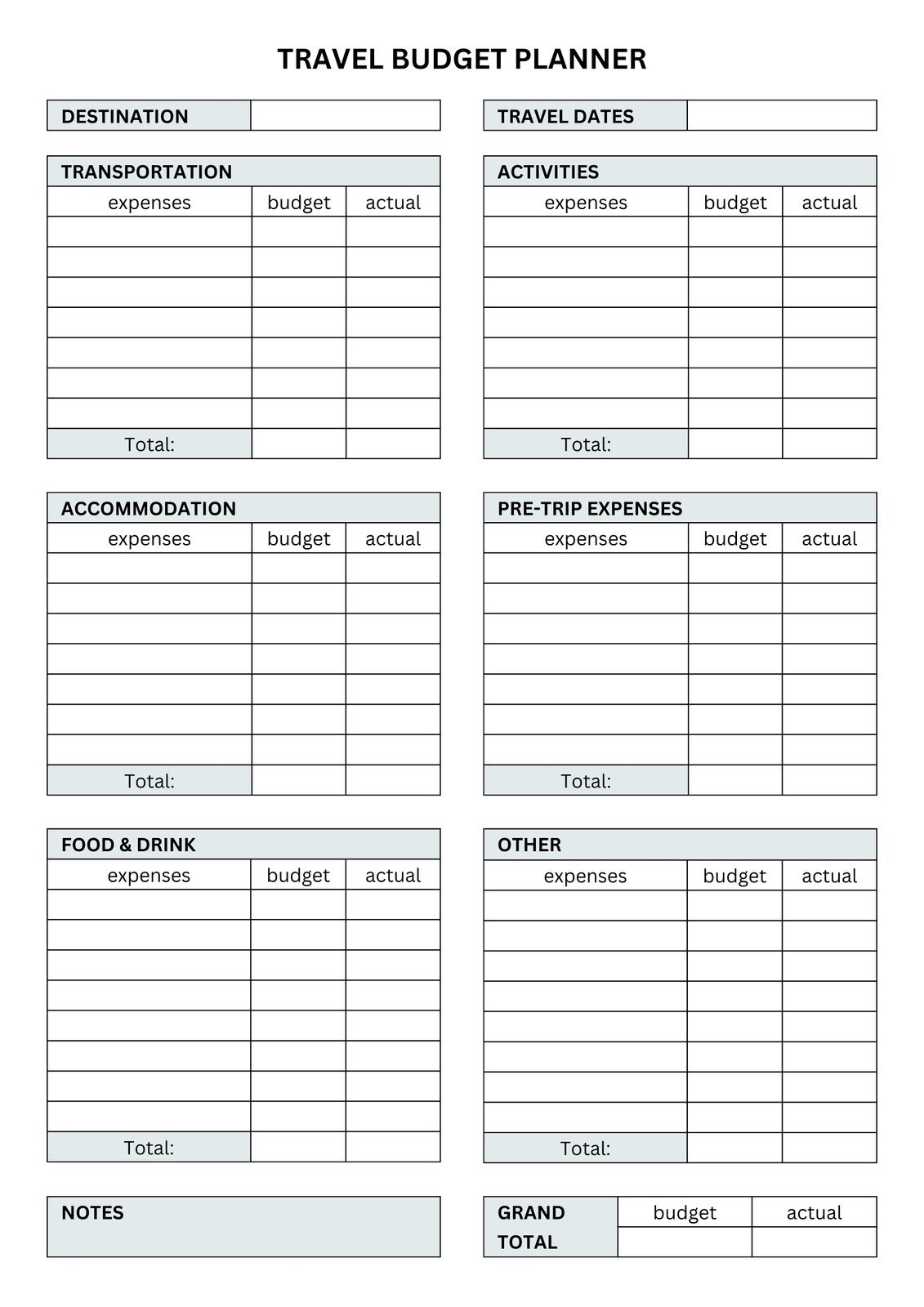 Page 2 Free And Customizable Budget Templates