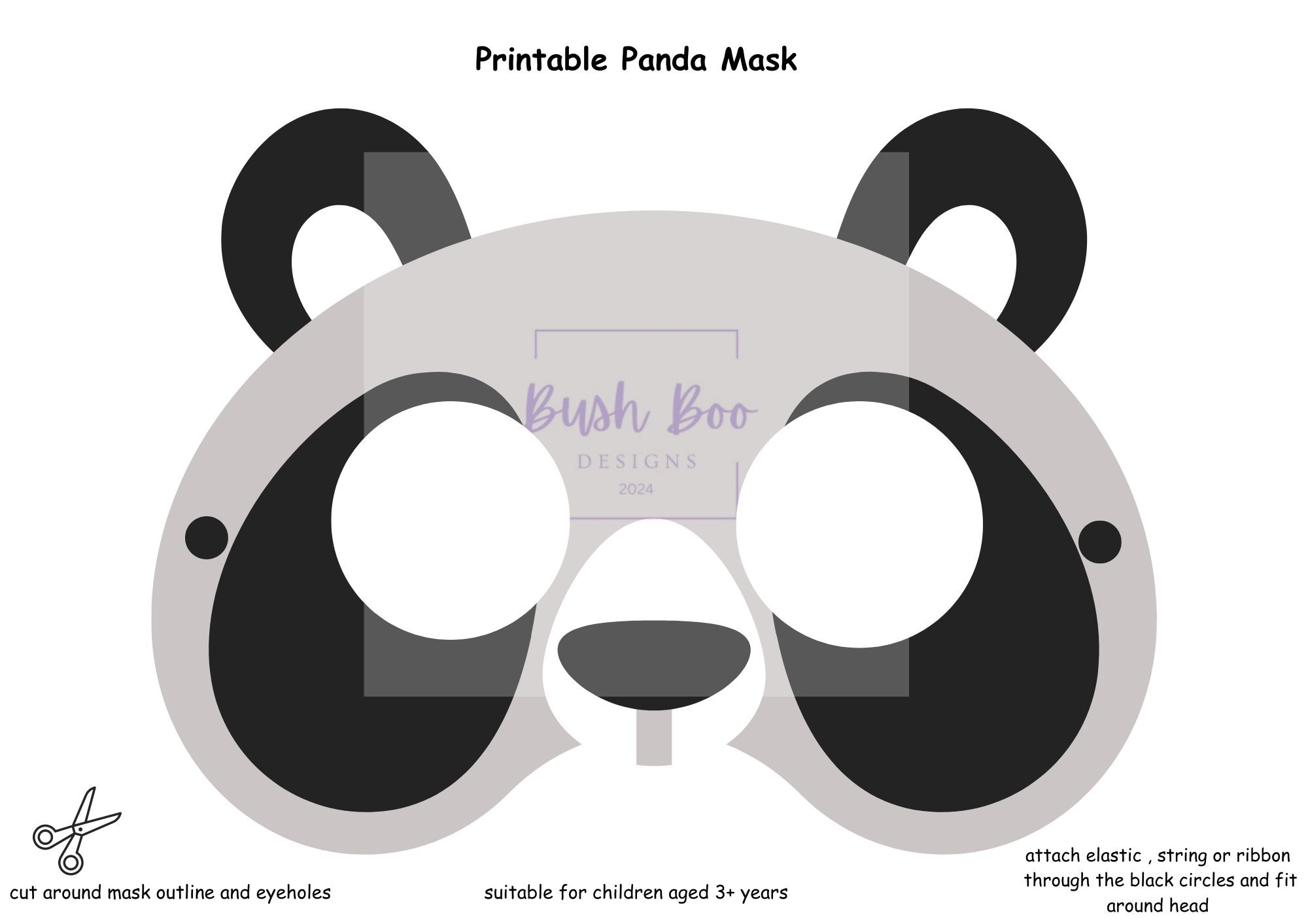 Panda Mask Printable Children s Panda Mask Printable Animal Kids Craft DIY Party Mask Paper Craft INSTANT PDF Download No Sew Mask Etsy