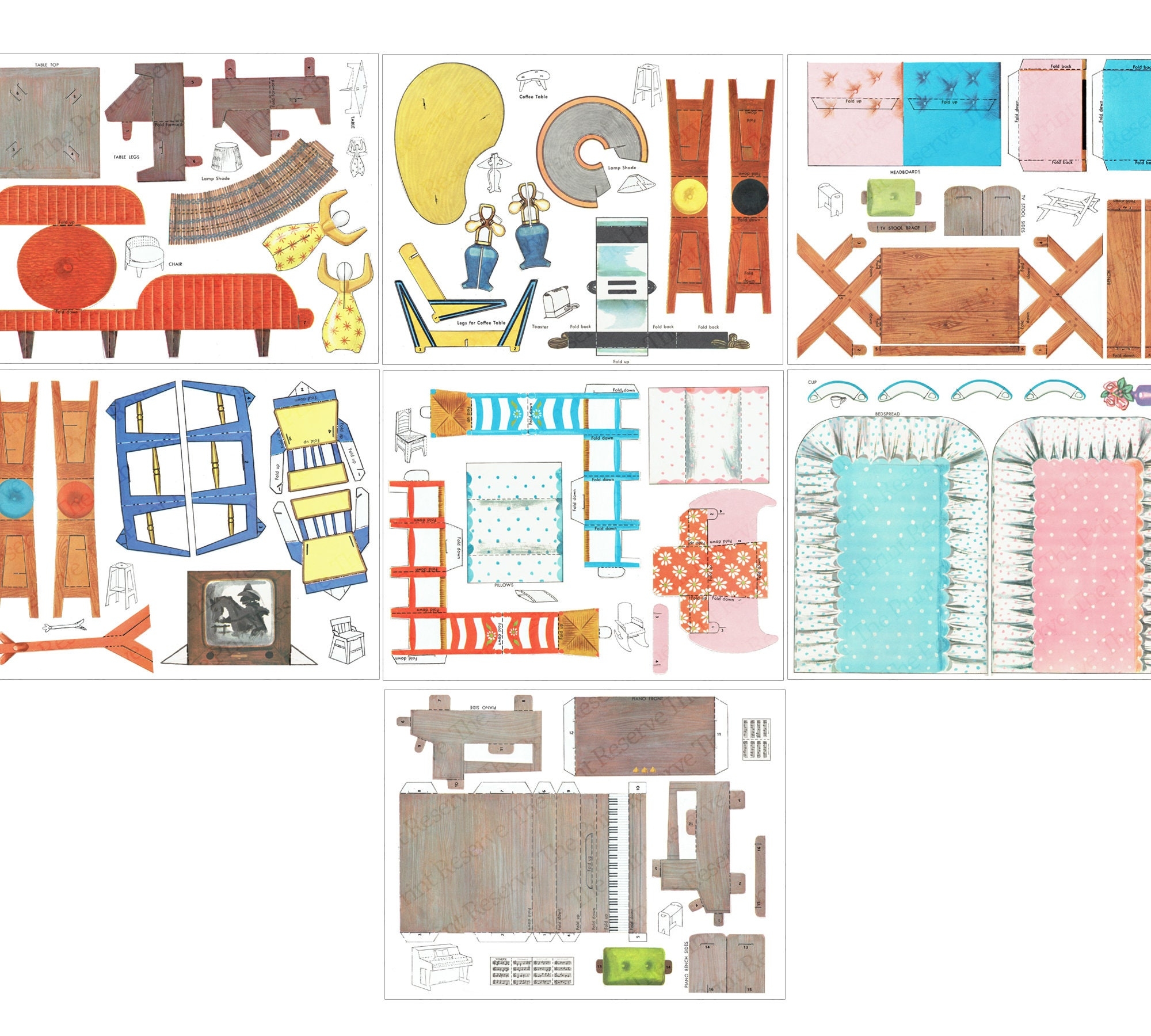 Paper Doll House Furniture Printable Digital Download Image Etsy