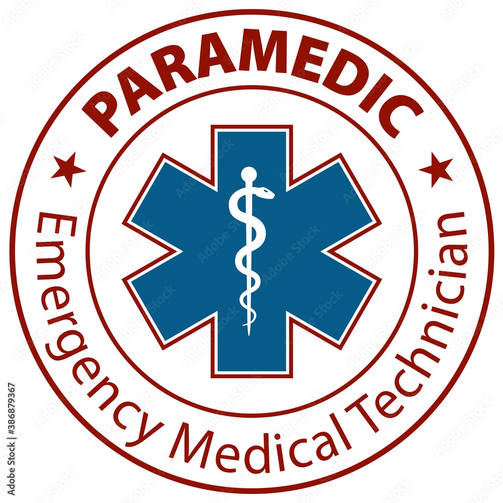 Paramedic Emergency Medical Technician Text And Star Of Life EMT Symbol Rubber Stamp Icon Isolated On White Background Emergency Medical Service Emblem Stock Illustration Adobe Stock