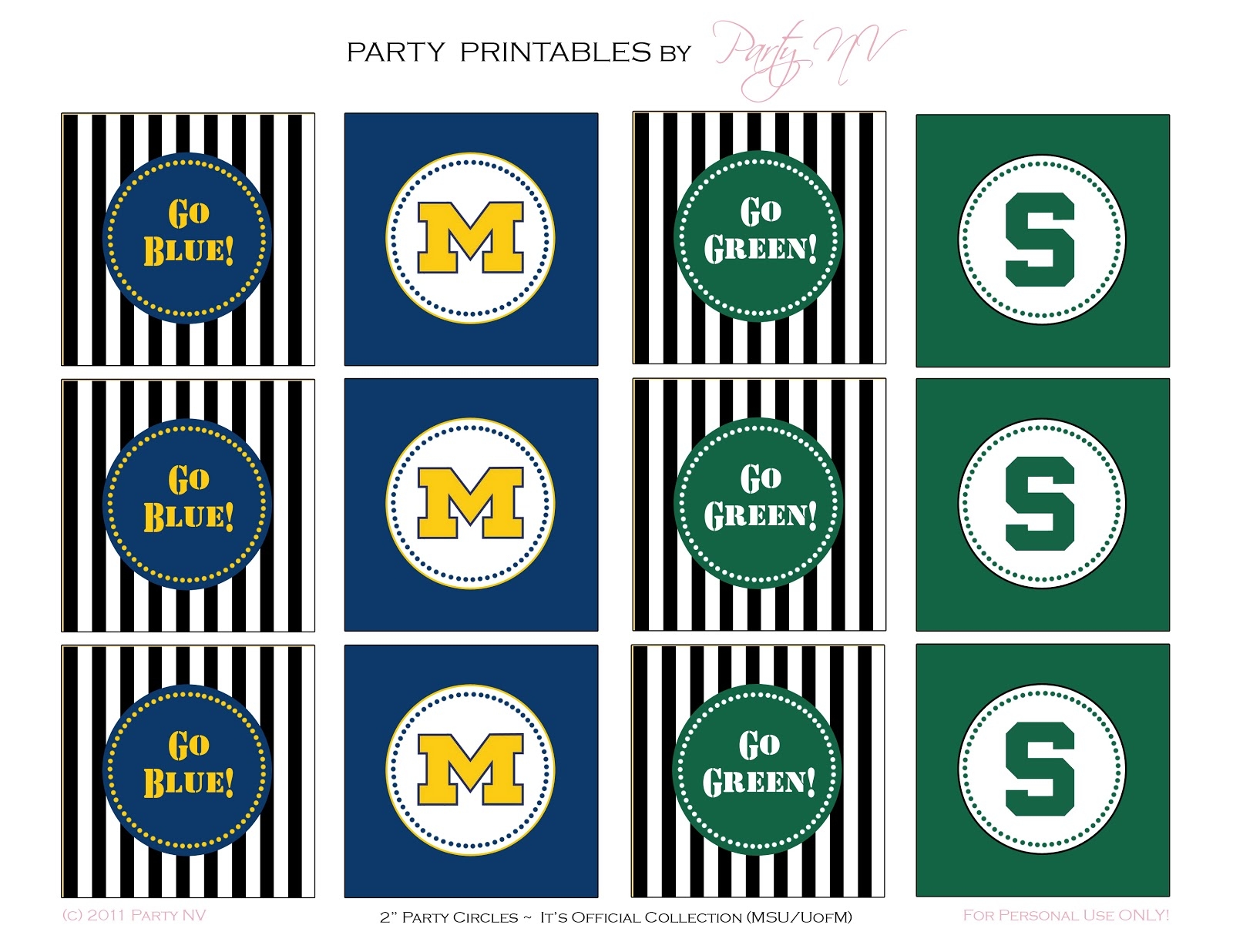 Party NV Freebie Friday MSU Vs U Of M Printables