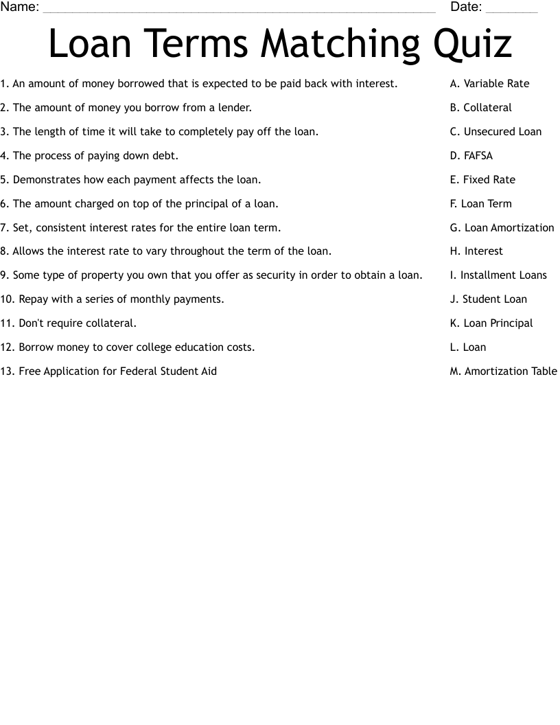 Personal Financial Literacy Worksheet WordMint
