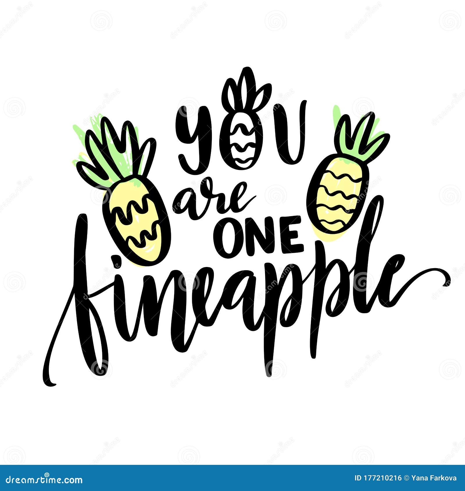Pineapple And Quote You Are One Fineapple Typography Nursery Quote Isolated On White Background Stock Vector Illustration Of Print Inside 177210216