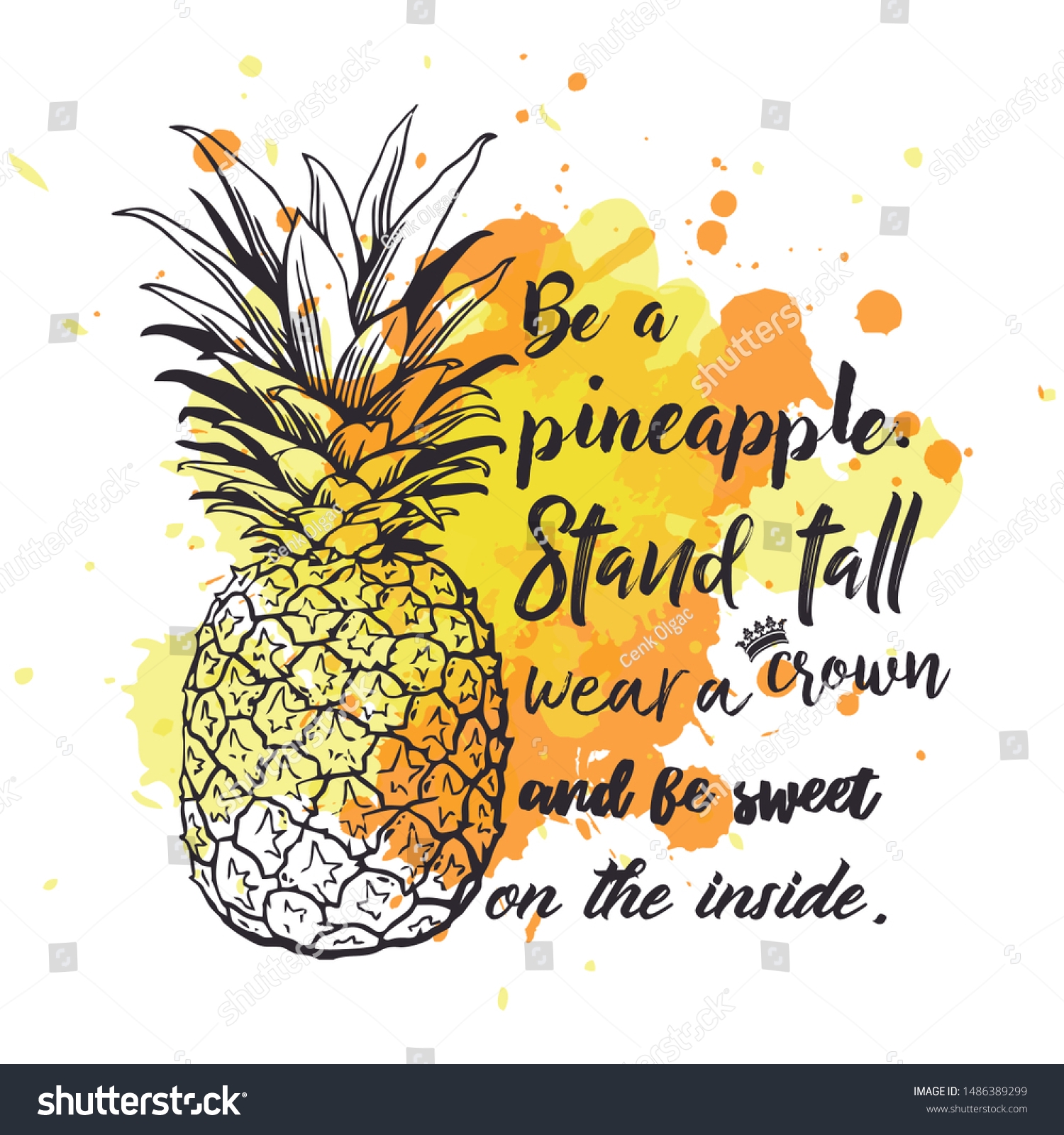Pineapple Quote Watercolor Background Illustration Design Stock Illustration 1486389299 Shutterstock