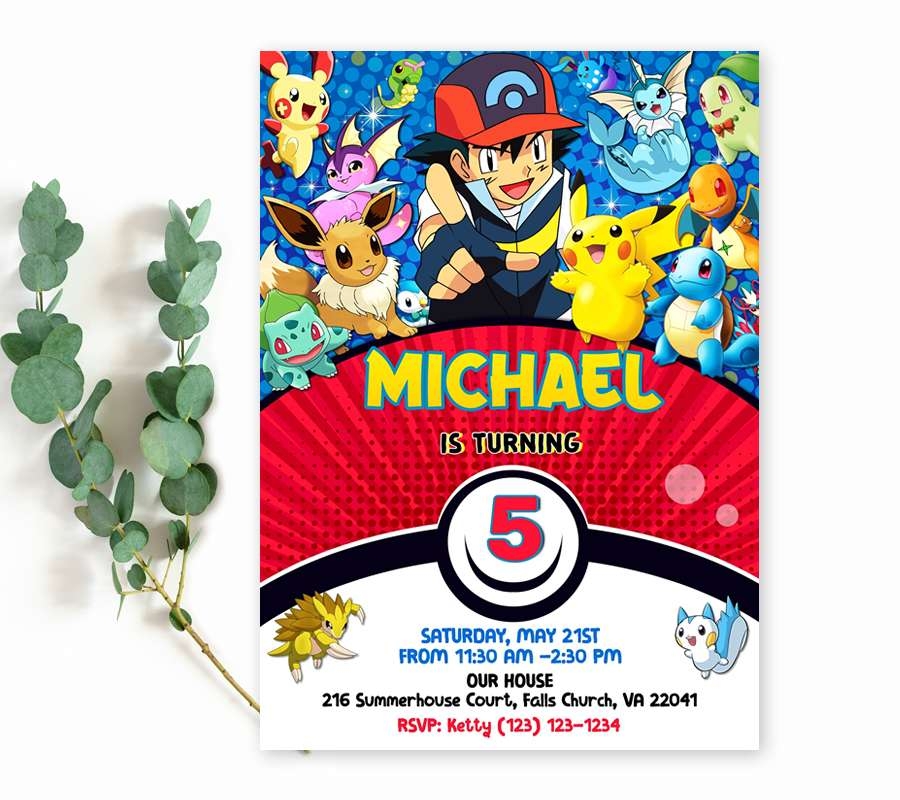 Pokemon Birthday Invitation Template Edit Online Instant Download