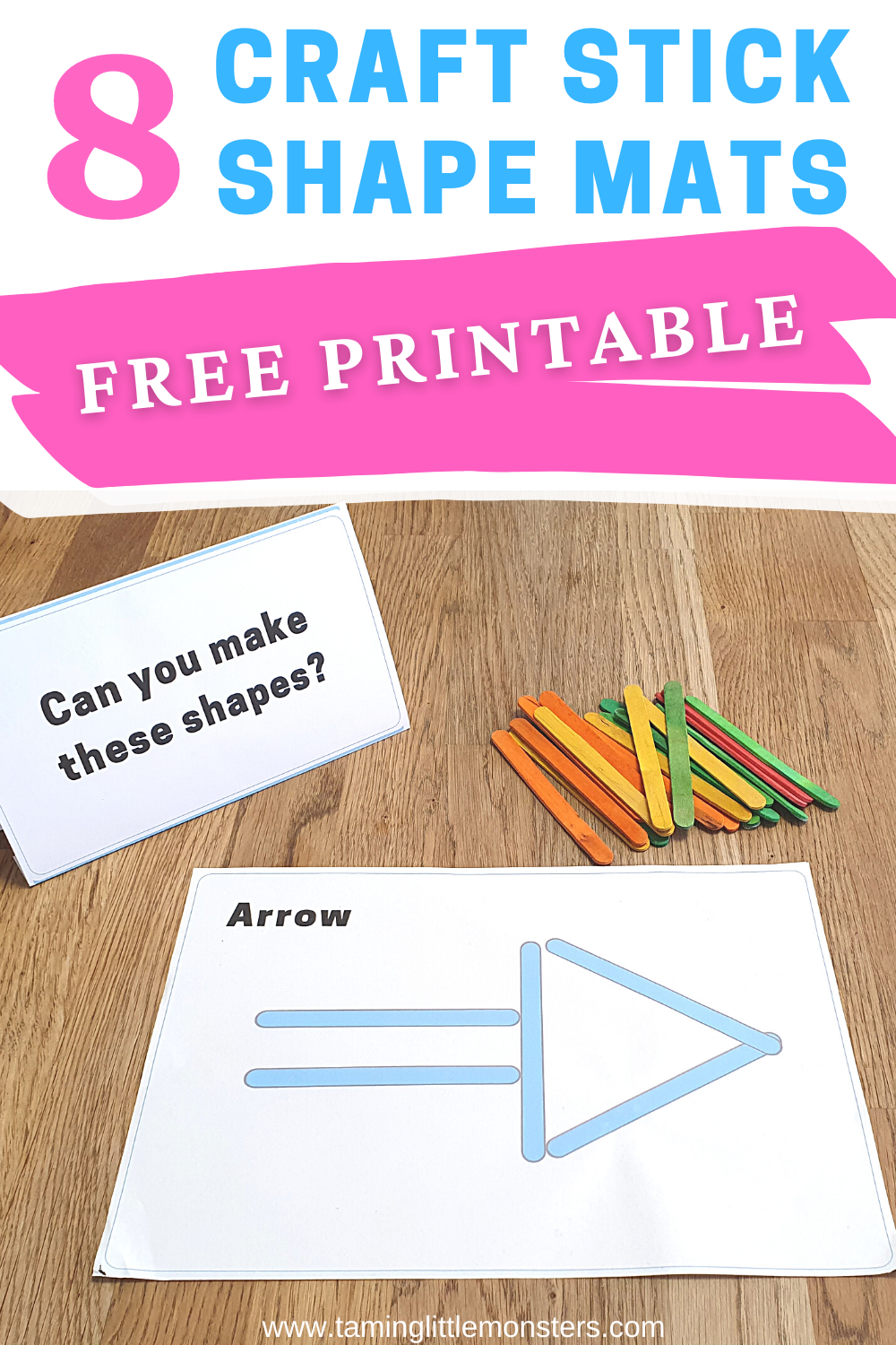 Popsicle Stick Shape Mats Free Printable For Kids 