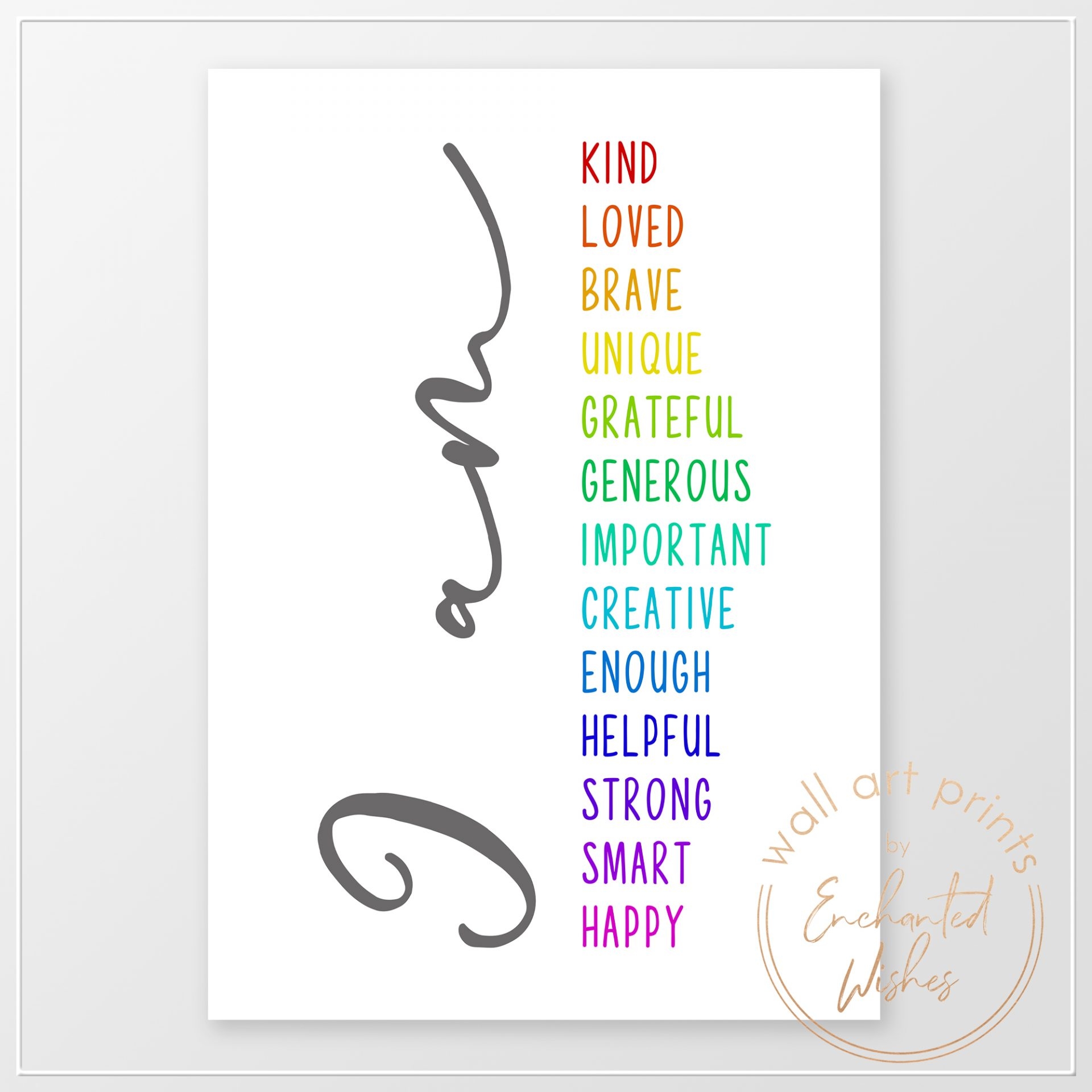 Positive Affirmations Print Printable Wall Art Or Printed Shipped