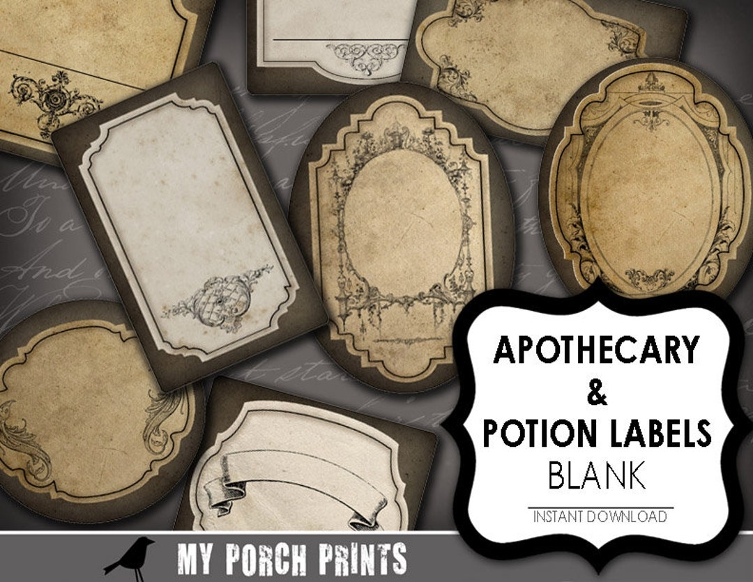 Potion Labels Apothecary Label Blank Wizard Steampunk Halloween Printable Party Decoration Poison Label Birthday Grunge Gift Tag Etsy