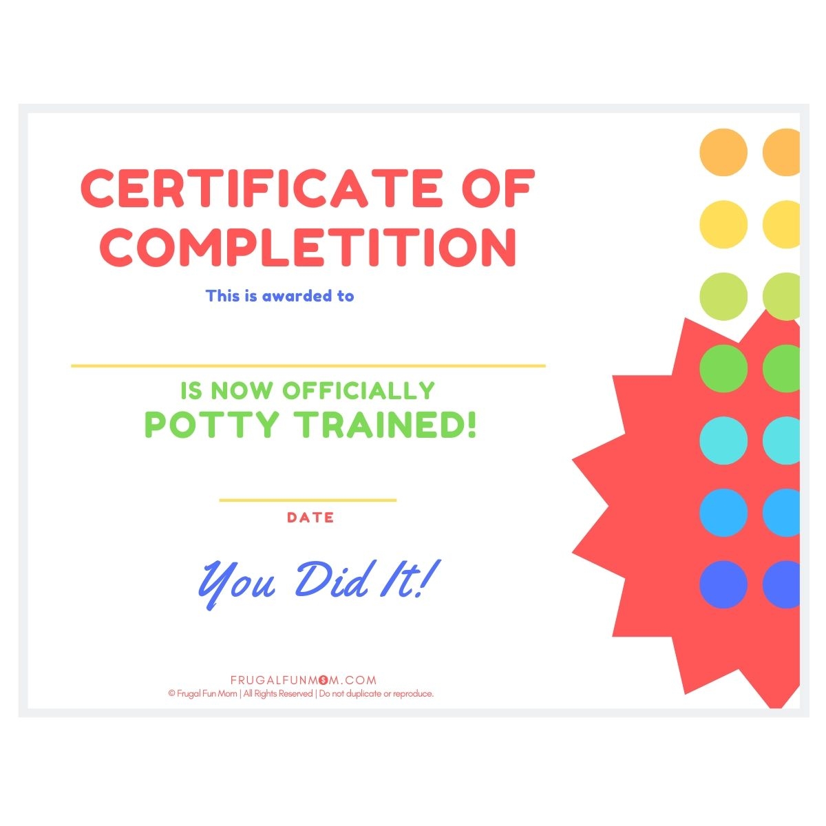 Free Printable Potty Certificates