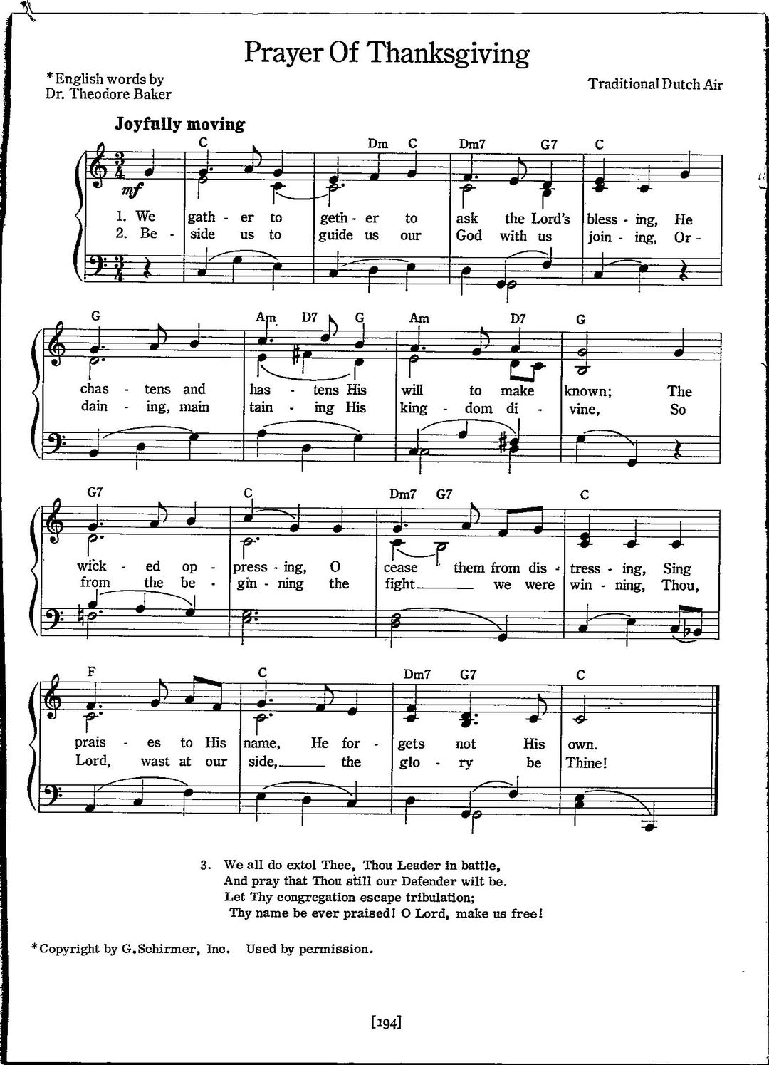 Prayer Of Thanksgiving Sheet Music Digital Hymn Tune Key Of C Etsy