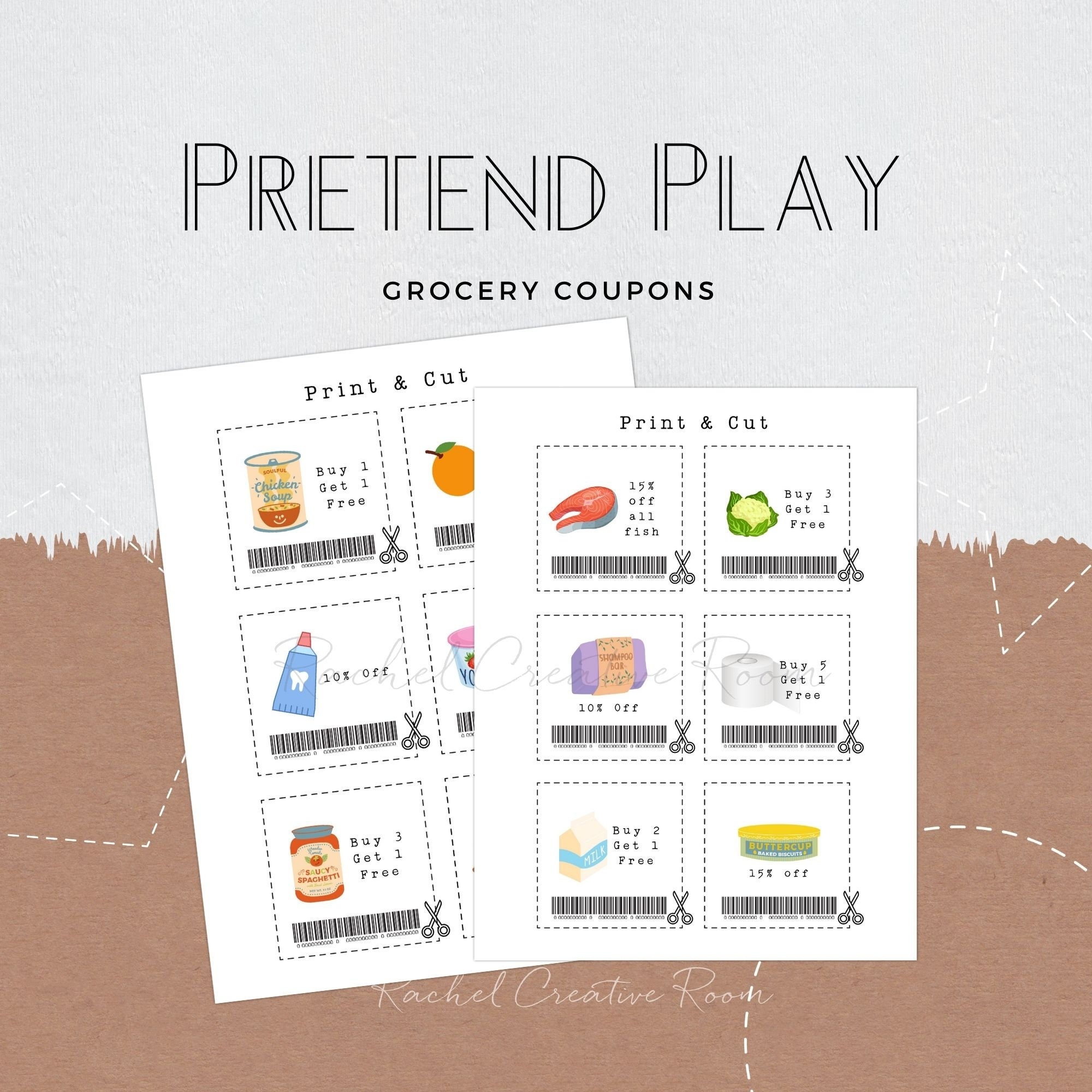 Pretend Play Store Coupons Bundle Printable Supermarket Fun Engaging Preschool Toddler Activity Busybook Pretend Play Etsy