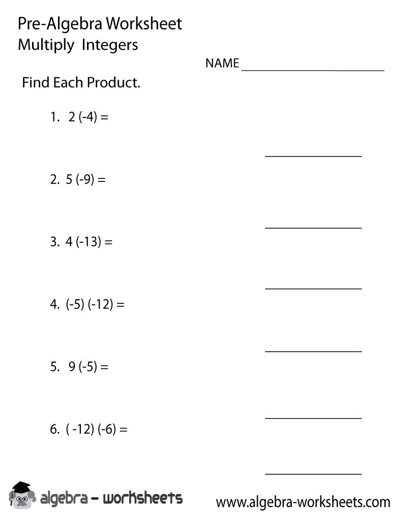Print The Free Integers Pre Algebra Worksheet Printable Version Worksheets Library