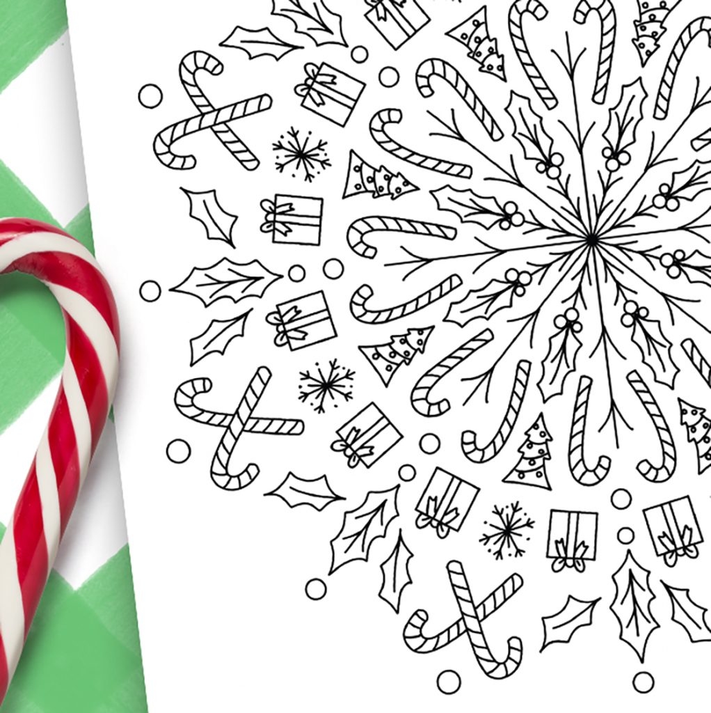 Printable Christmas Mandala Coloring Page Pineapple Paper Co 