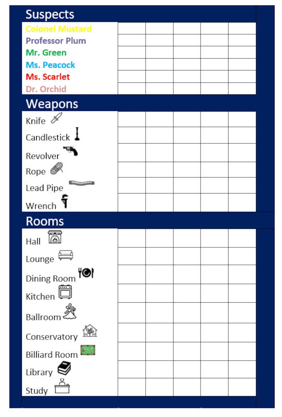 Printable Clue Score Card For The Pre reader Etsy
