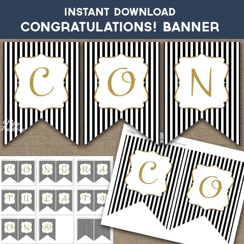 Printable Congratulations Banner Black Gold