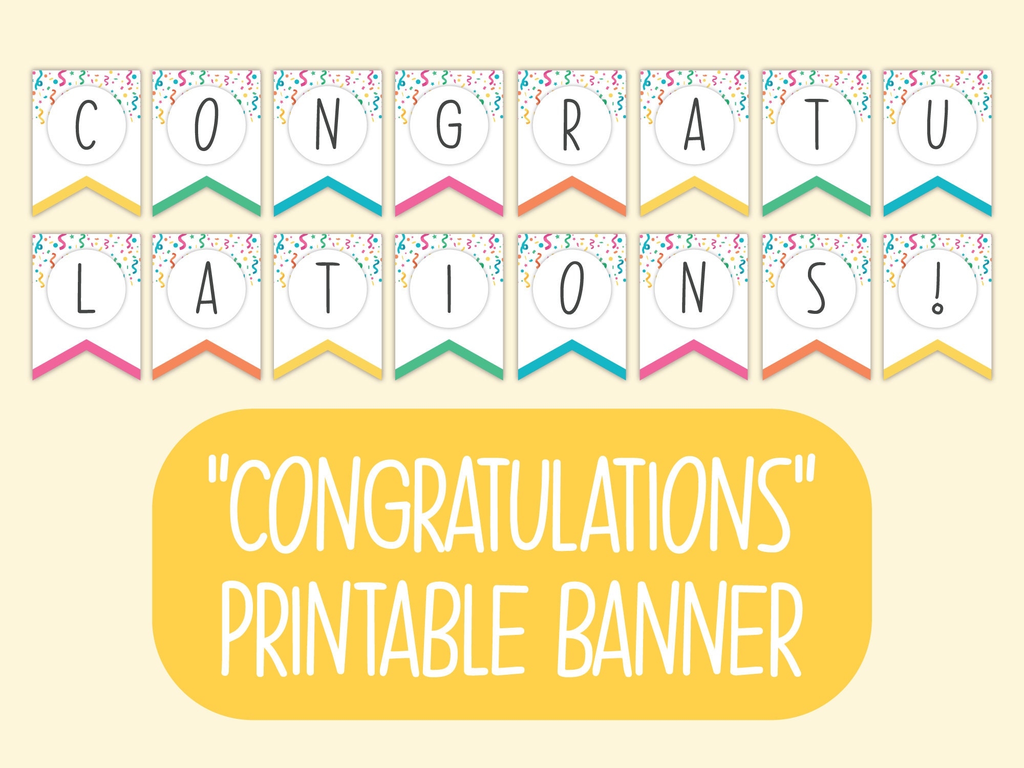 Printable Congratulations Banner Congratulations Bunting Pennants Printable Digital Download Congratulations Party Decorations Etsy
