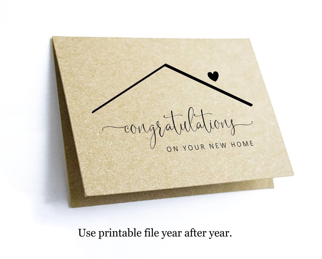 Printable Congratulations New Home Card Template Blank Folded Congrat Notecard Realtor Real Estate Agent Note Instant Download Digital PDF Etsy