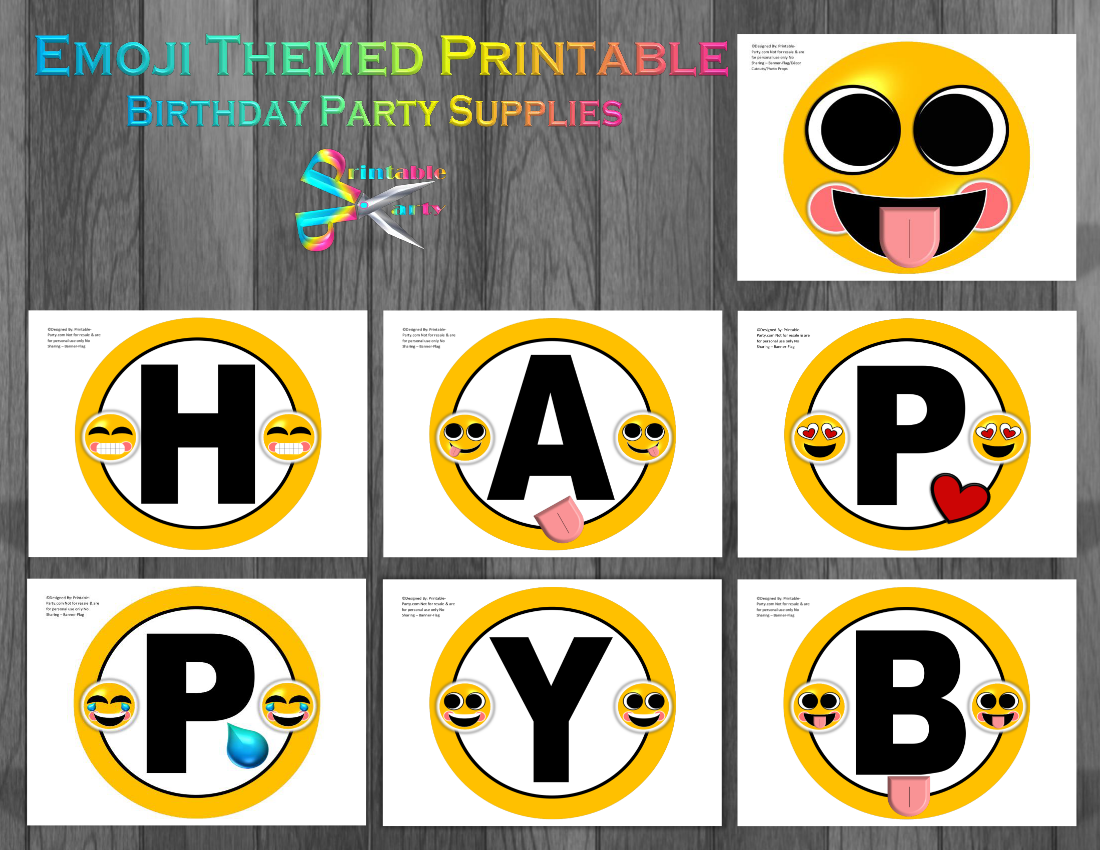 Printable Emoji Birthday Party Decorations Emoji Party Supplies Emoticon