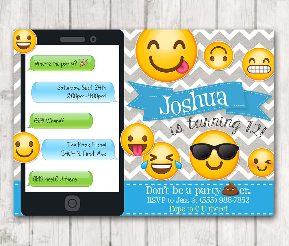 Printable Emoji Birthday Party Invitation Boy Emoji Invitations Happy Barn