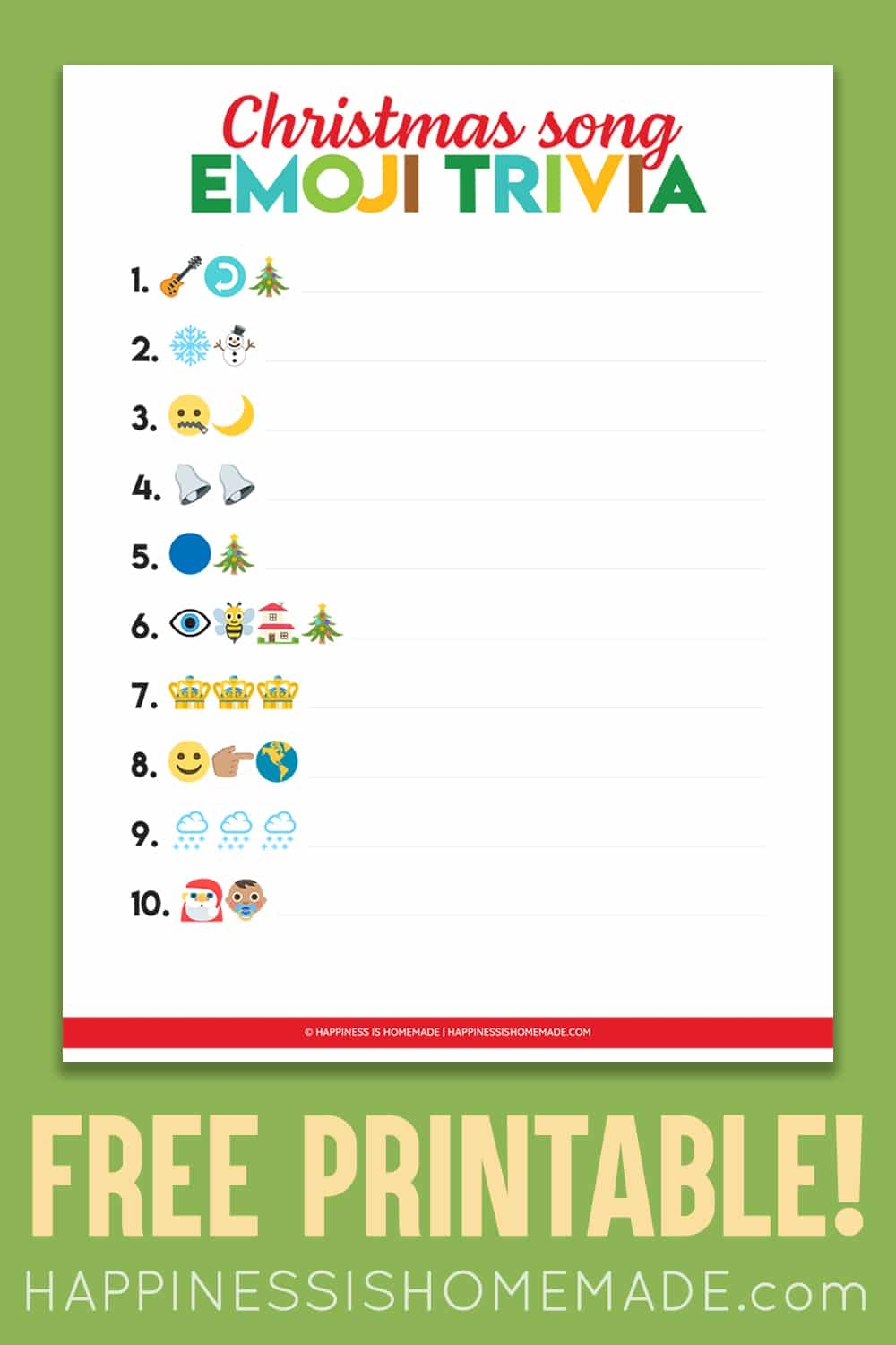 Christmas Song Scramble Free Printable