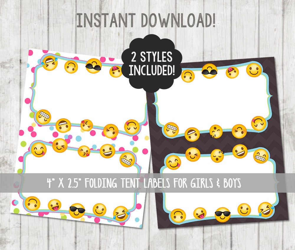 Printable Emoji Food Tent Labels Folding Cards Happy Barn