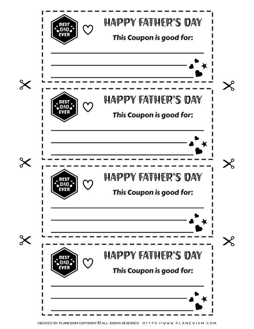 Printable Father s Day Coupon Templates In Black And White
