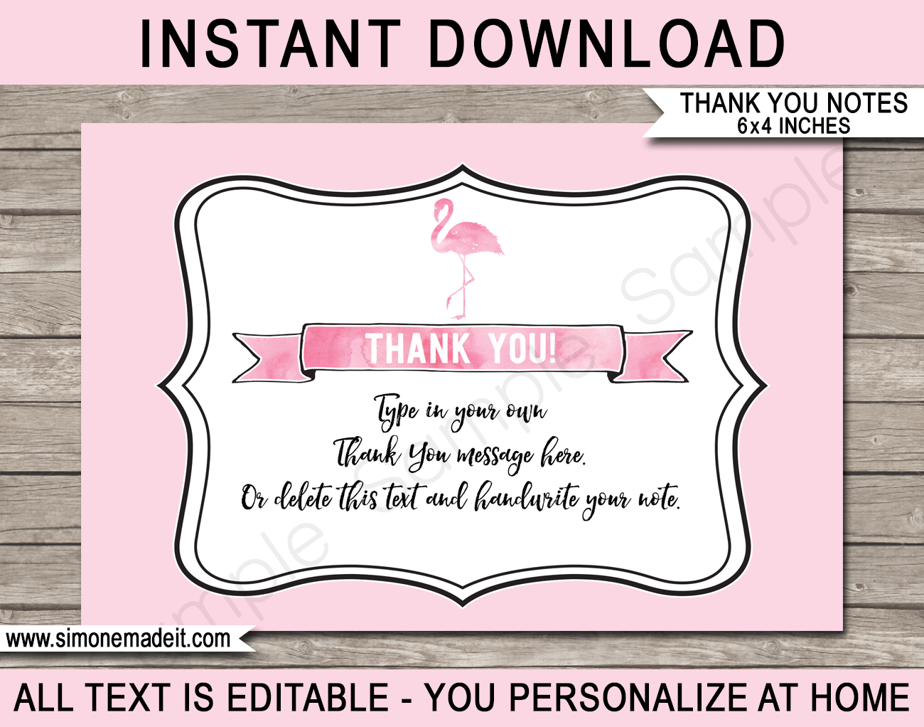 Printable Flamingo Party Thank You Cards Flamingo Birthday Party