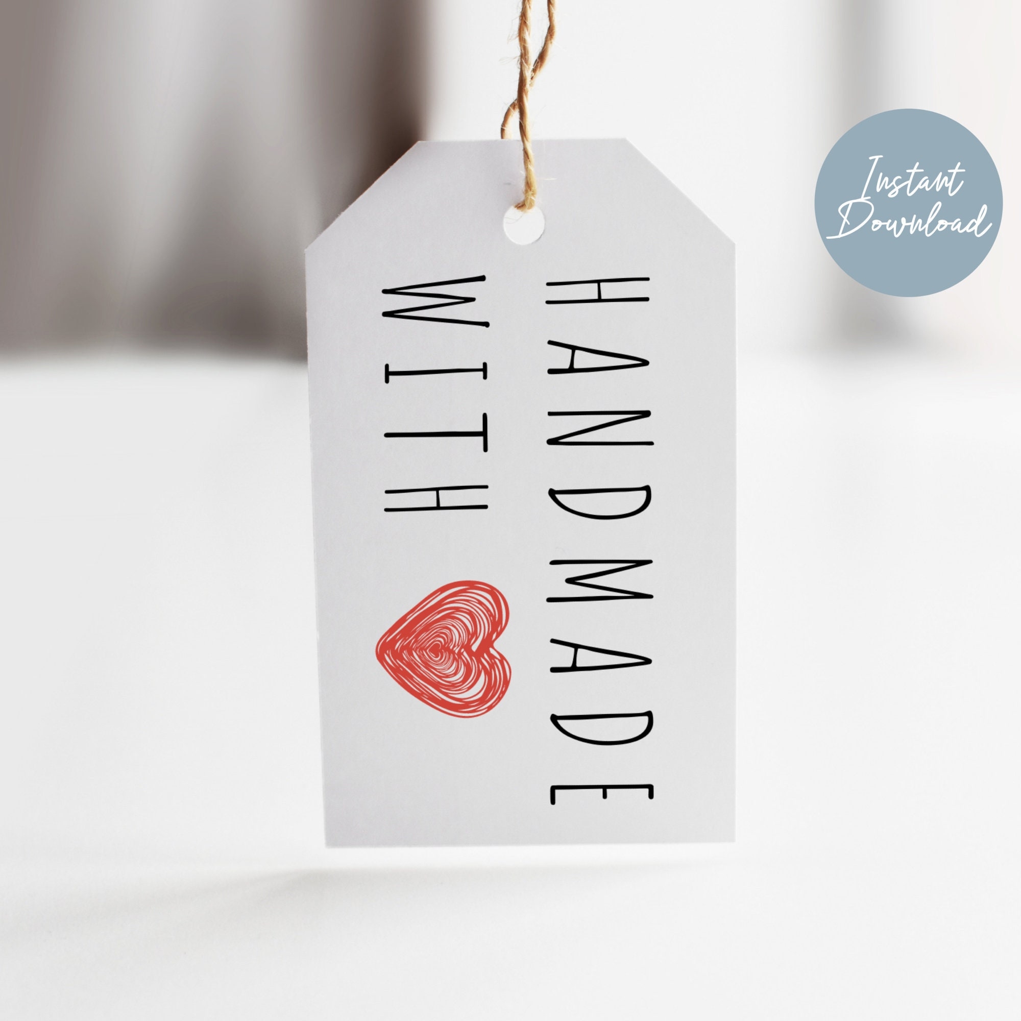 Printable Handmade With Love Gift Tags Printable Gift Tags Printable Instant Digital Download Tags Farmhouse Christmas Tags Etsy