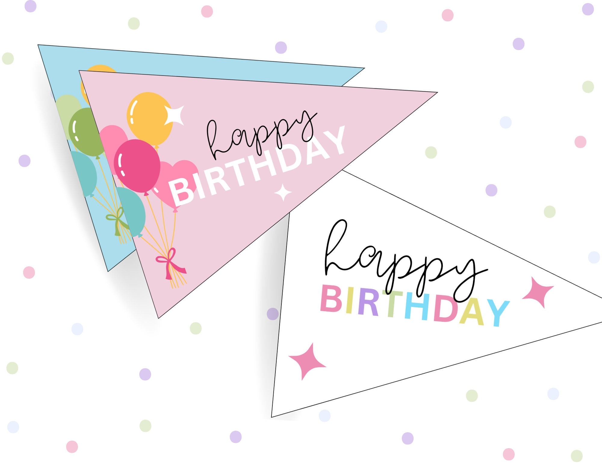 Printable Happy Birthday Pennant Banners For Boys And Girls Colorful Birthday Surprise Banners And Signs For Toddlers Or Kids Etsy