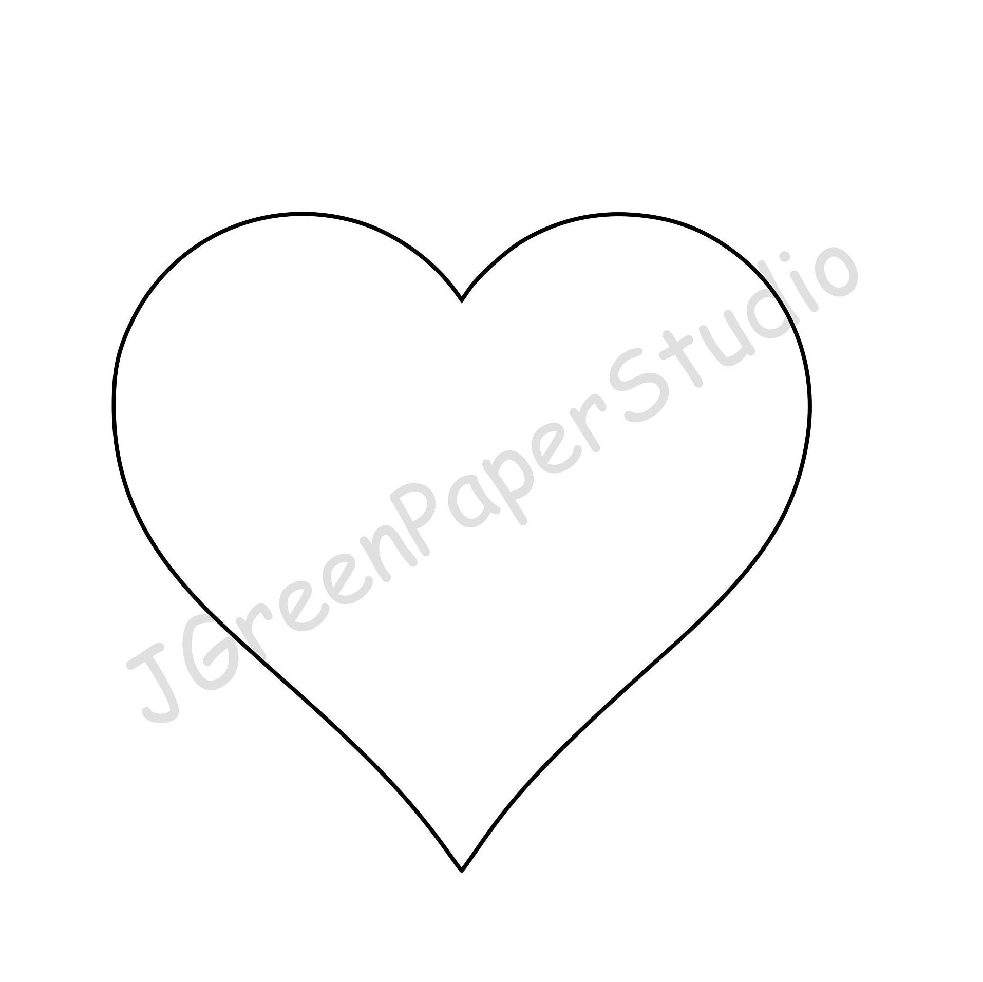 Printable Heart Template PDF Digital Download Heart Kids Valentines Coloring Page Kids Crafts Stencil 7 Inch Heart Scrapbooking DIY Crafts Etsy