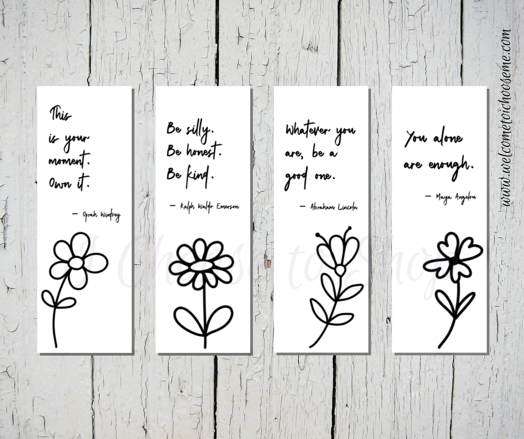 Printable Inspirational Quotes Bookmarks Set Of Four Bookmarks Etsy