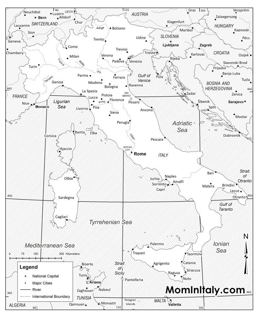Printable Map Of Italy Black White And Color Versions Mom In Italy