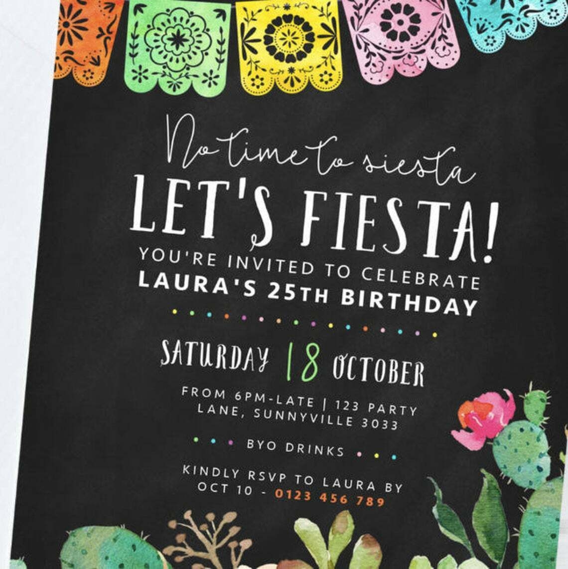 Printable Mexican Fiesta Invitation Birthday Engagement Party Digital PDF Invite EBay