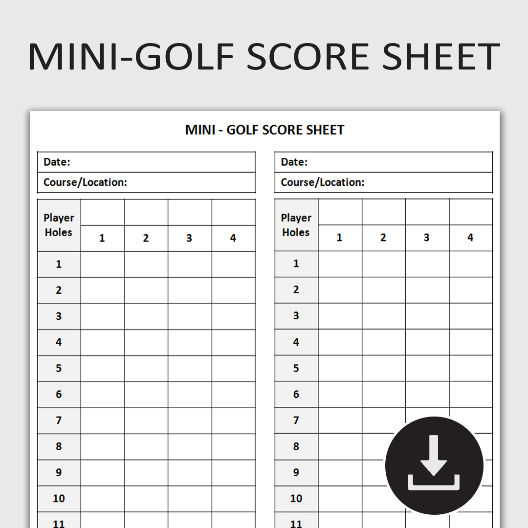 Printable Mini Golf Score Sheet Miniature Golf Scorecard M Inspire Uplift