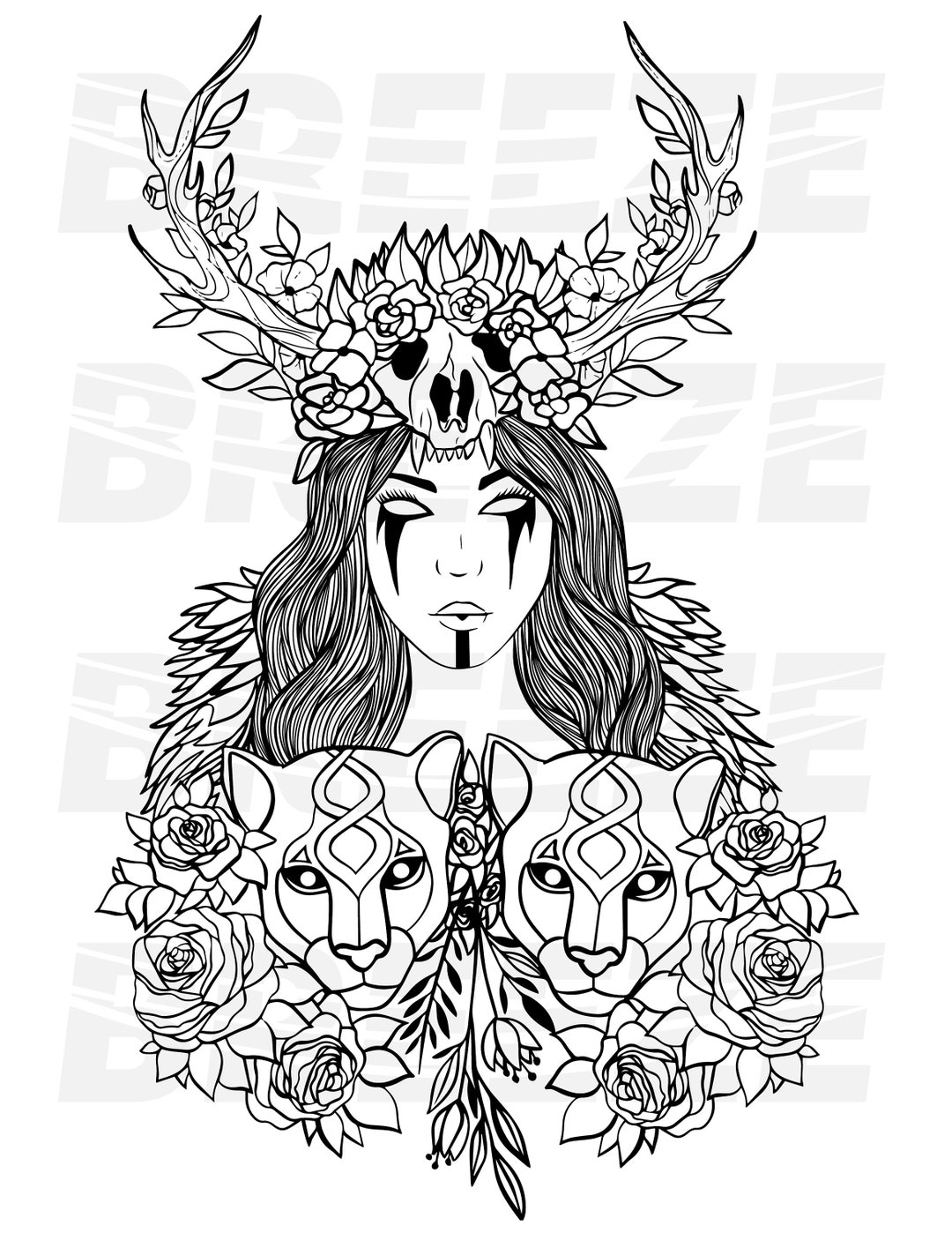 Printable Norse Pagan Coloring Page Freya Etsy